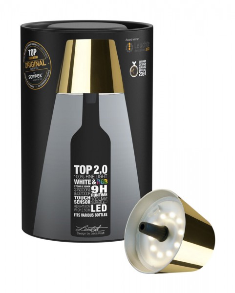 Sompex Flaschenleuchte TOP 2.0 Gold LED RGBW mit Akku