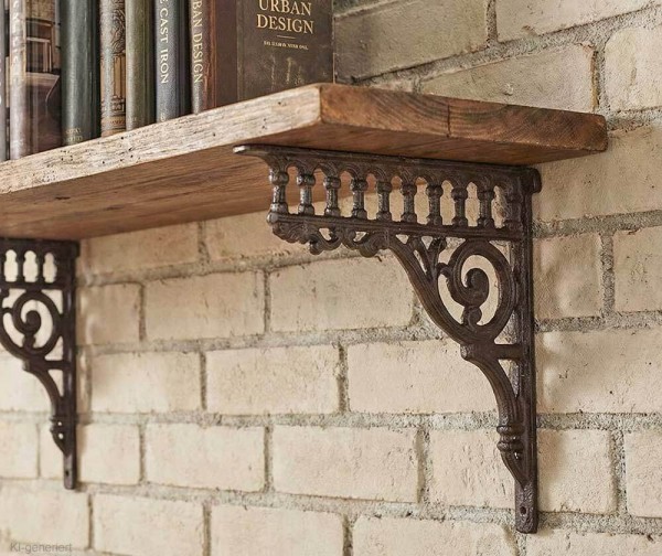 Regalträger Gründerzeit-Stil Regalhalter Regalwinkel Gusseisen Braun 23x27cm