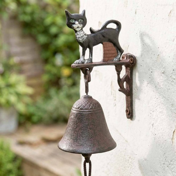 Türglocke Katze Gusseisen Antik-Landhausstil – Dekorative Haustür- & Gartendeko