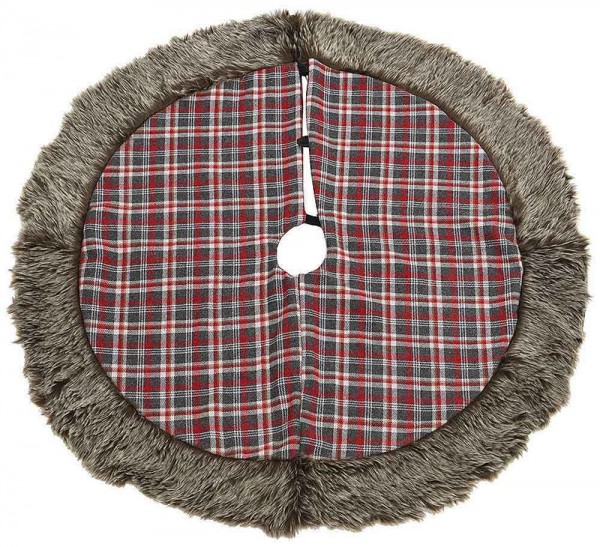 Christbaumständer Abdeckung Rot Grau Kariert Weihnachtsbaumdecke Vintage Stil