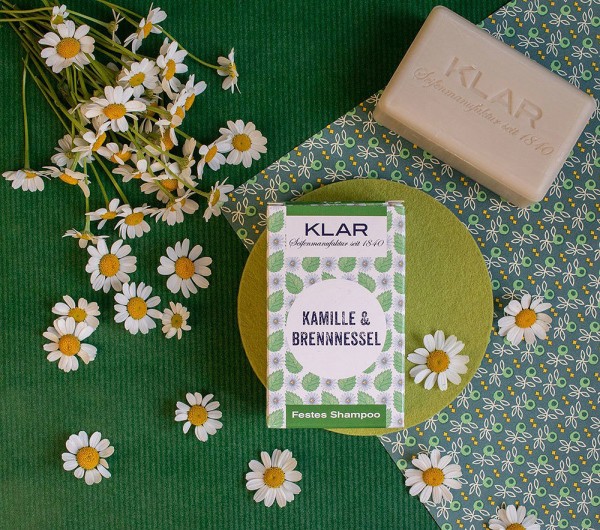 KLAR Festes Shampoo Kamille & Brennnessel (für störrisches Haar) 100g