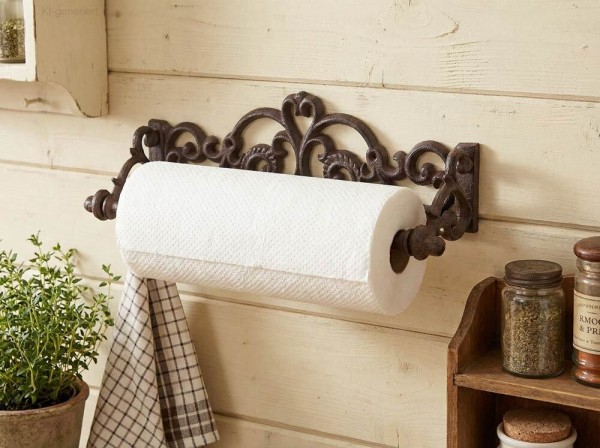 Küchenrollenhalter Landhausstil Nostalgie Antik-Stil Wandmontage Gusseisen Braun