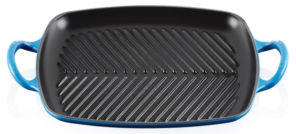 Le Creuset Rechteckige Grillplatte Signature Gusseisen Azure Blau 30cm