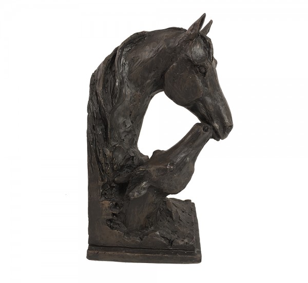 Buchstütze Pferd mit Fohlen 2 Stück Buchständer Kunstguss Antik-Stil