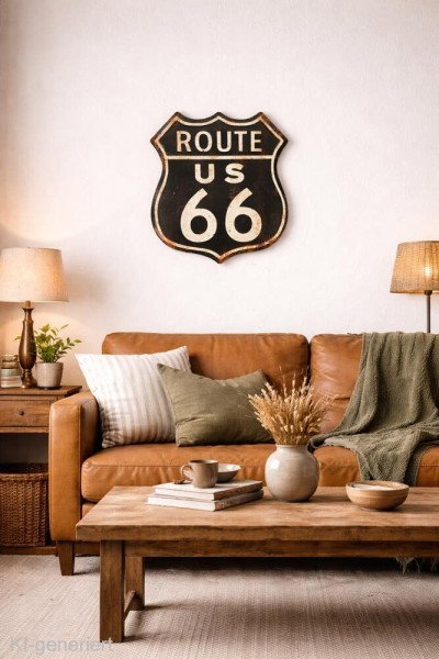 Blechschild ROUTE 66 US Groß Retro Vintage Deko XL Highway Geprägt 40 x 50 cm