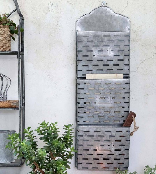 Chic Antique Zeitschriftenhalter Wand Magazinhalter 3 Fächer Zink Vintage-Stil