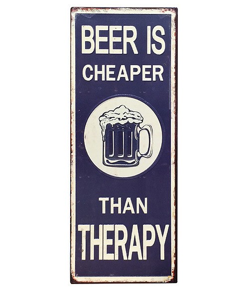 Blechschild BEER IS CHEAPER THAN THERAPY Vintage-Stil Dekoschild Nostalgie 50x20cm