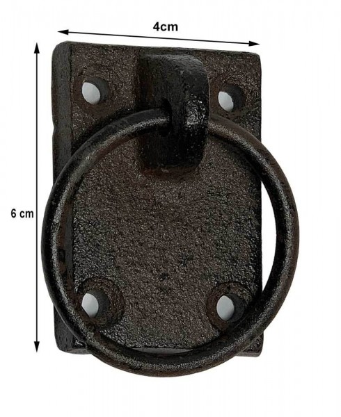 Anbindering mit Platte Eckig Gusseisen Befestigungsring Antik-Stil Braun