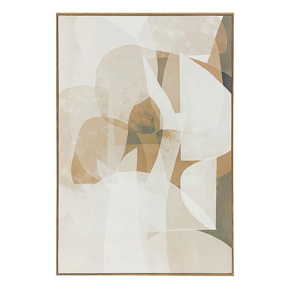 Wandbild Abstrakt Beige Braun Weiß Kunstdruck Holzrahmen Glascheibe 60x40cm