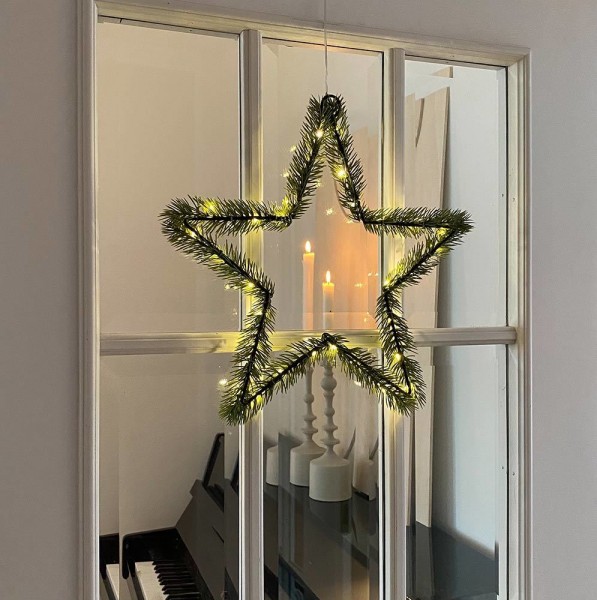 Weihnachtsstern Beleuchtet Innen 2er Set Groß + Klein LED Battterie Timer