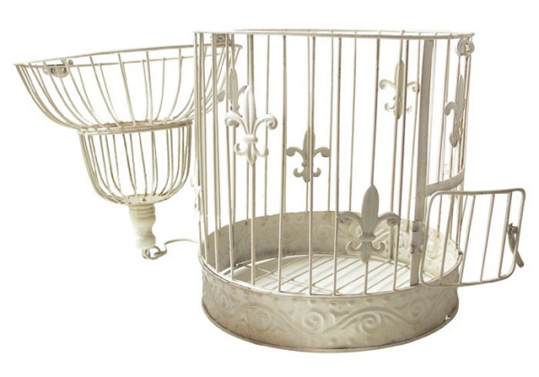 Deko Vogelkäfig Lilie Nostalgie Voliere Landhausstil Antik-Weiß