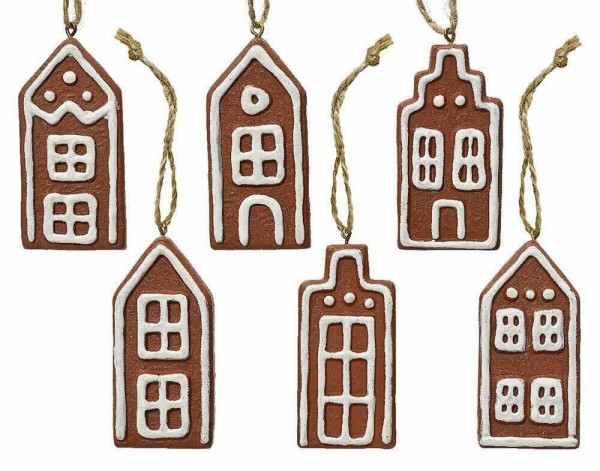 Christbaumschmuck Lebkuchen mit Zuckerguss 6-teilig Baumbehang Weihnachten