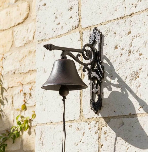 Türglocke Gusseisen Braun Antik-Stil – Nostalgische Glocke Landhausstil