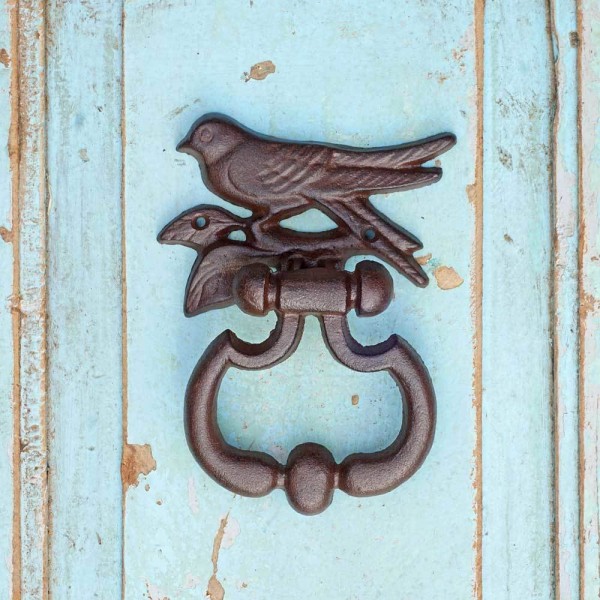 Rustikaler Türklopfer Vogel Gusseisen Antik-Stil Braun Landhaus