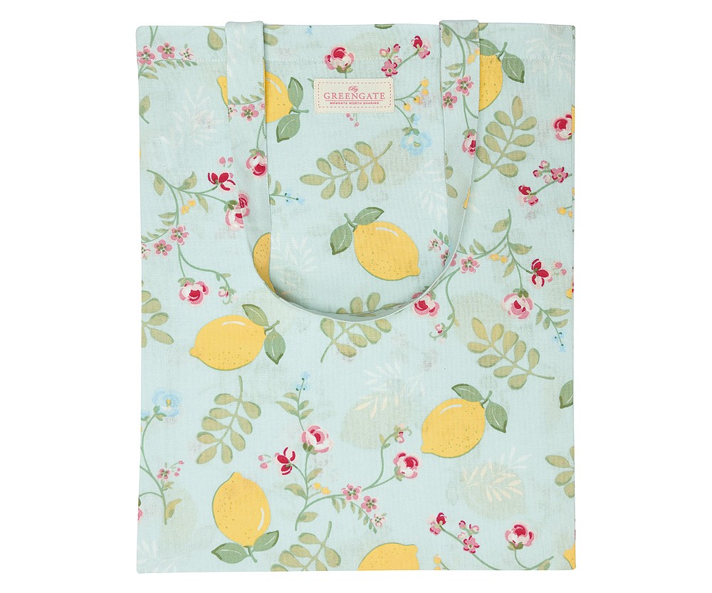 Greengate Stofftasche Limona Pale Blue Tragetasche Blau Zitronen Greengate Stofftasche Limona Pale Blue Tragetasche Blau Zitronen