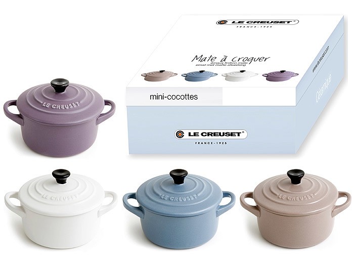 Le Creuset Mini Cocotte 4er-Set Steinzeug Matt Kollektion 10x5cm Le Creuset Mini Cocotte 4er-Set Steinzeug Matt Kollektion 10x5cm