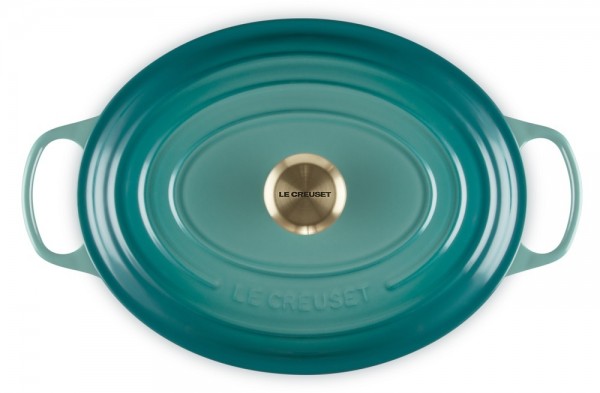 Le Creuset Bräter Signature Oval Gusseisen Bleu Riviera Blau