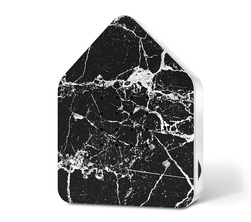 Zwitscherbox Marmor Schwarz Vogelgezwitscher mit Bewegungsmelder Vogelstimmen