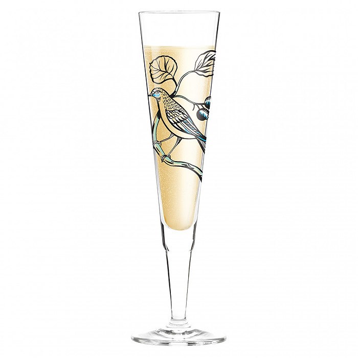 Ritzenhoff Champagnerglas mit Serviette Champus White Label Design Vogel auf Ast Olaf Hajek Ritzenhoff Champagnerglas mit Serviette Champus White Label Design Vogel auf Ast Olaf Hajek