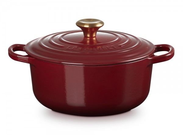 Le Creuset Bräter Signature Rund Gusseisen Garnet (Rhone) Bordeaux-Rot