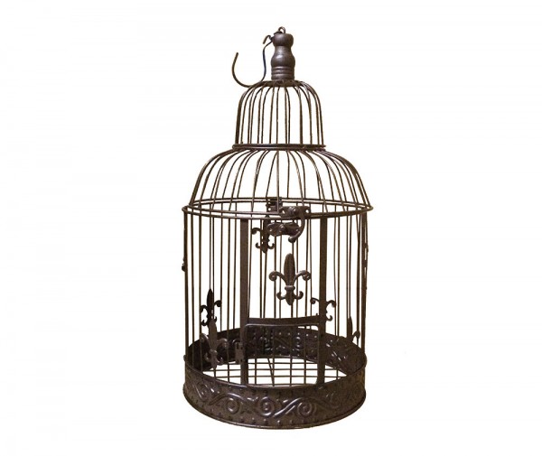 Deko Vogelkäfig Lilie Nostalgie Voliere Landhausstil Antik-Braun Dekokäfig