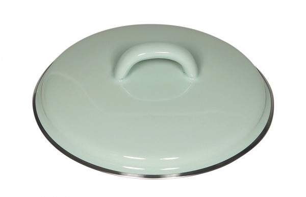 Riess Deckel Emaille Pastell Türkis mit Chromrand 14cm