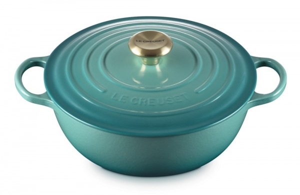 Le Creuset La Marmite Signature Familientopf Gusseisen Bleu Riviera Blau 26cm