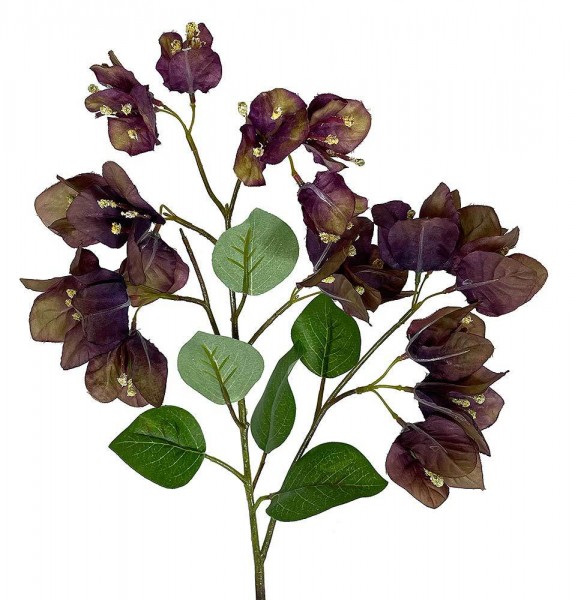 Künstliche Drillingsblume Bougainvilleen Lila Kunstzweig mit Blüten 70cm