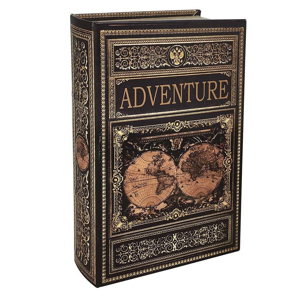 Hohles Buch mit Geheimfach Buchversteck Weltkarte Adventure Antik-Stil