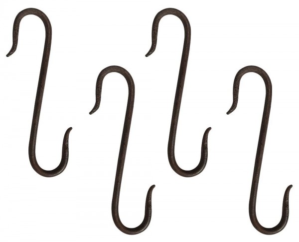4 Haken Gusseisen S-Form Hängehaken Küchenhaken Fleischerhaken Antik Stil Braun