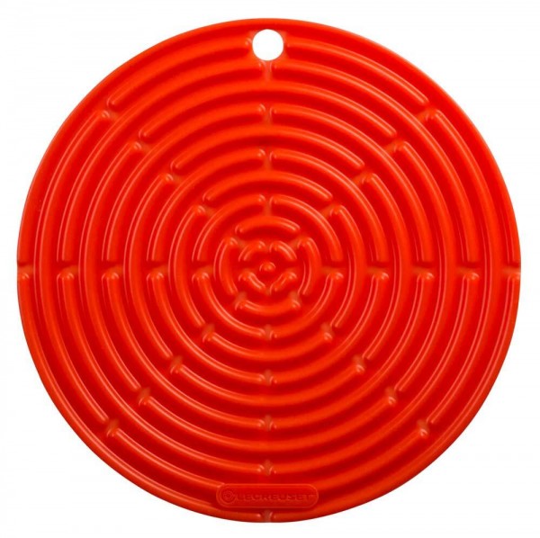 Le Creuset Topflappen Rund Silikon Ofenrot