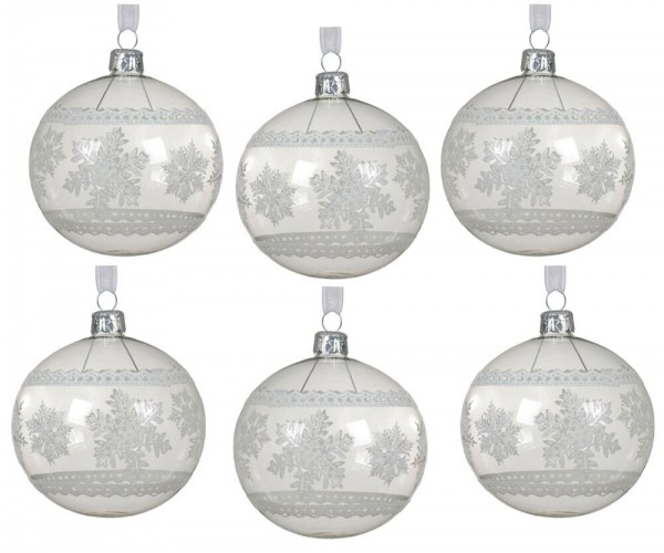 Christbaumkugeln Transparent Schneeflocke Echt Glas 6 Stück Weihnachtskugeln