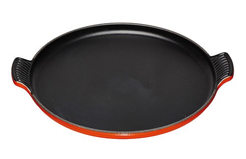 Le Creuset Pizzaplatte Rund Gusseisen Grillplatte Bistro Kirschrot 32cm