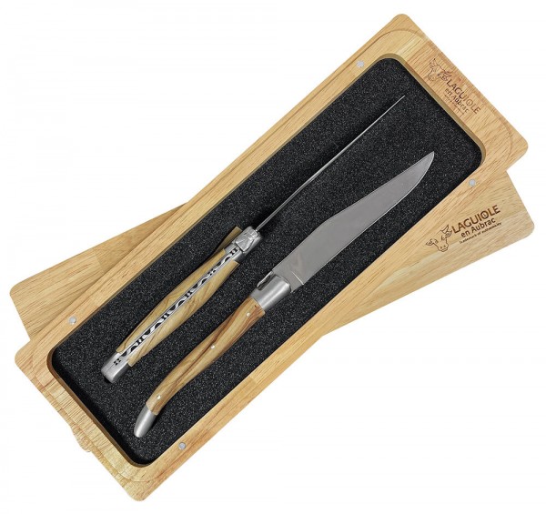 Laguiole en Aubrac Steakmesser Set 2-teilig Olivenholz (Olivier) 23 cm