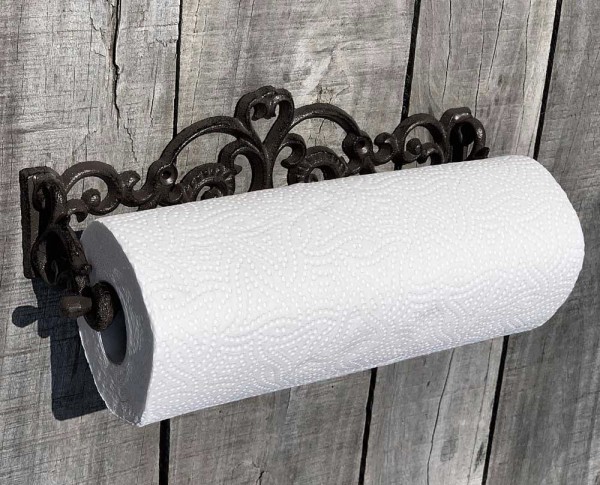 Küchenrollenhalter Landhausstil Nostalgie Antik-Stil Wandmontage Gusseisen Schwarz