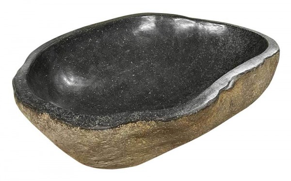 Naturstein Schale Groß Miniteich Teichschale Flussstein Becken Vogeltränke 58cm