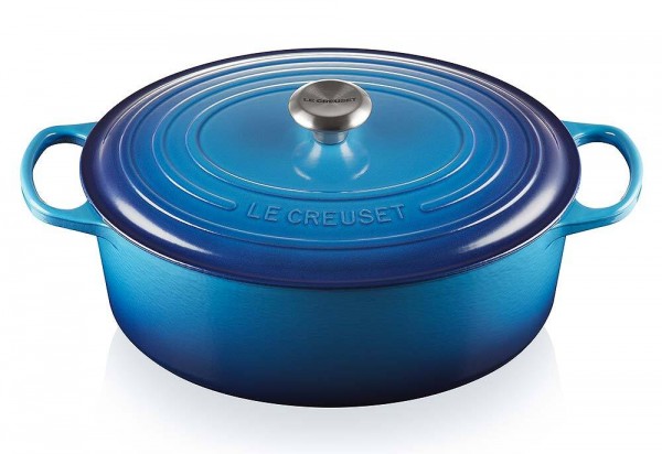 Le Creuset Bräter Signature Oval Gusseisen Azure Blau