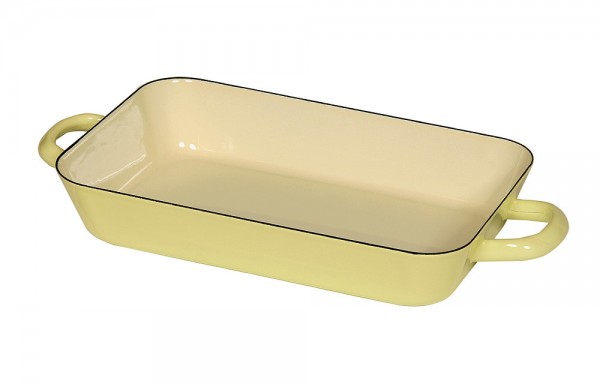 Riess Bratreine Emaille Pastell Gelb Bratpfanne 29x18cm