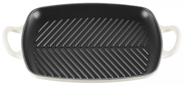 Le Creuset Rechteckige Grillplatte Signature Gusseisen Meringue 30cm