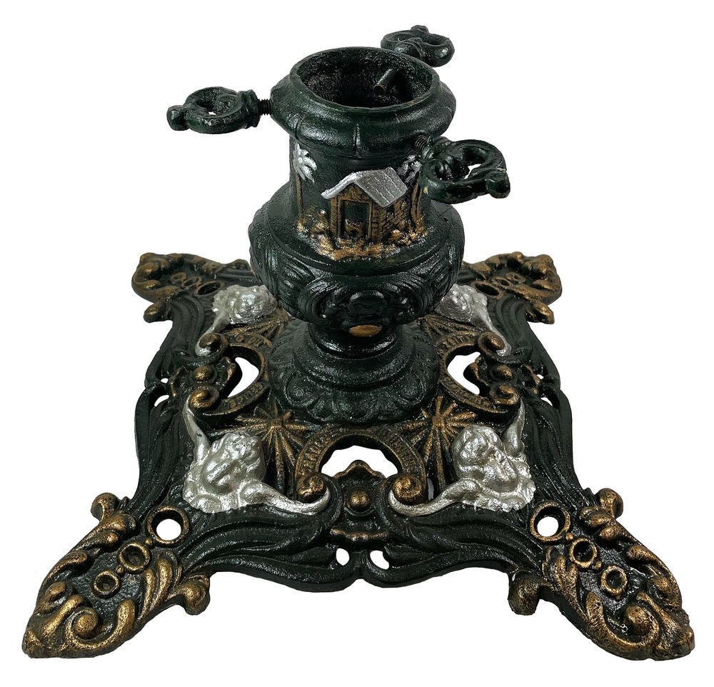 Christbaumständer Weihnachtsbaumständer Engel Gusseisen Grün Vintage Antik-Stil Christbaumständer Weihnachtsbaumständer Engel Gusseisen Grün Vintage Antik-Stil