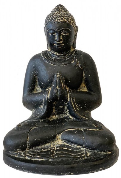 Buddha Figur 30 cm Guss-Stein Massiv Frostsicher Sitzend Gruß Garten Statue