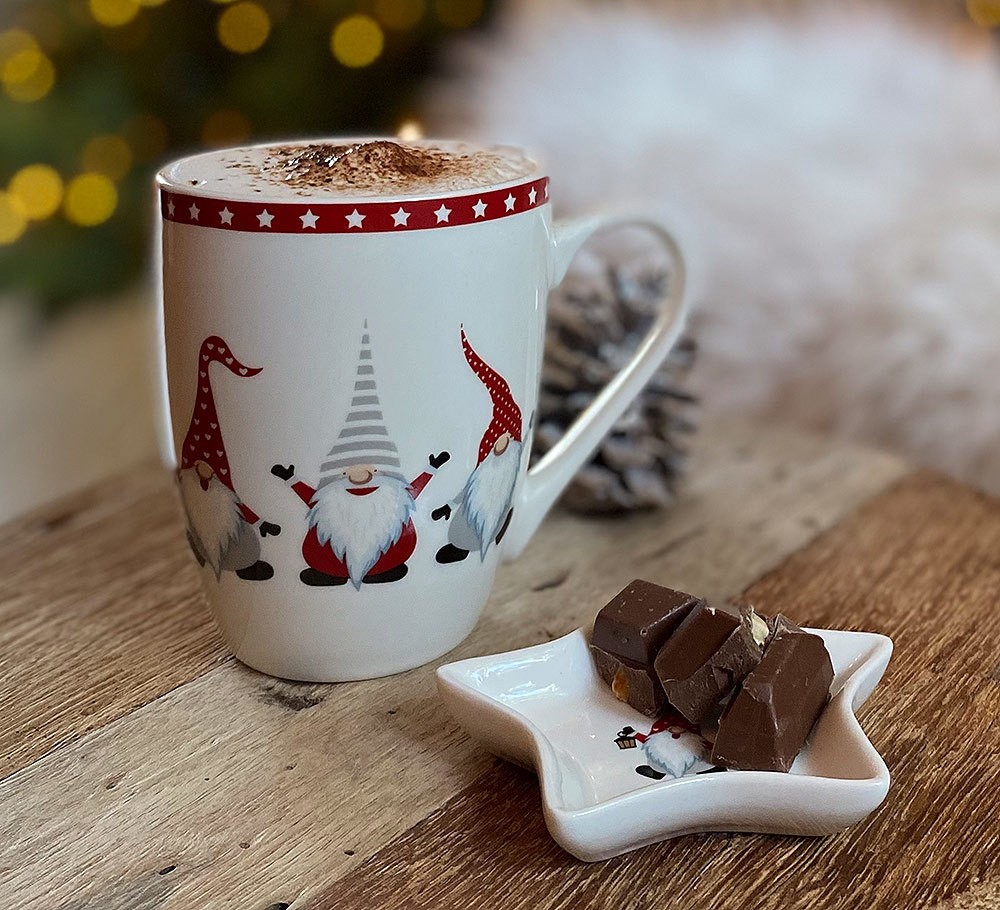 Weihnachtstasse mit Teebeutelablage Weihnachtswichtel Tasse Becher Geschenkset