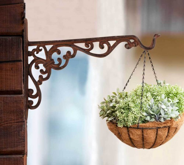 Wandhaken für Blumenampel Wandhalter Blumentopf Hängekorb Gusseisen Braun Vintage 25cm