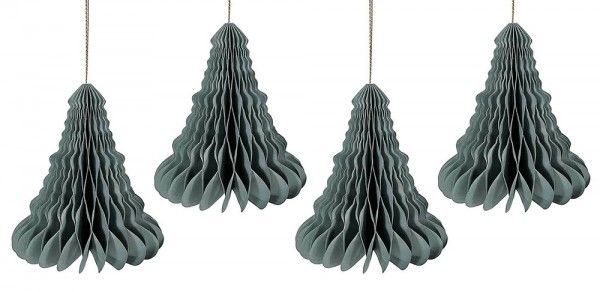 Christbaumschmuck Tannenbaum Papier Grau 4 Stück Christbaumanhänger Weihnachten