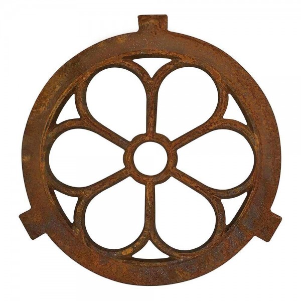 Eisenfenster Rund Giebelfenster Nostalgie Stallfenster Eisen Rost Blume 43 cm