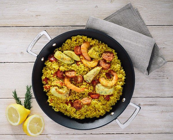 Le Creuset Aluminium Paella Pfanne Antihaft Spezialform 32cm