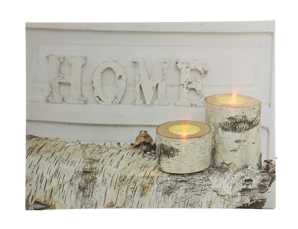 LED Bild Winter Home Kerzen Birke Weiß Mit Beleuchtung Leuchtbild