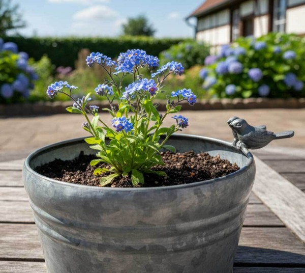 Blumentopf Rund Vögel Zink Vintage Stil Pflanztopf Übertopf Metall
