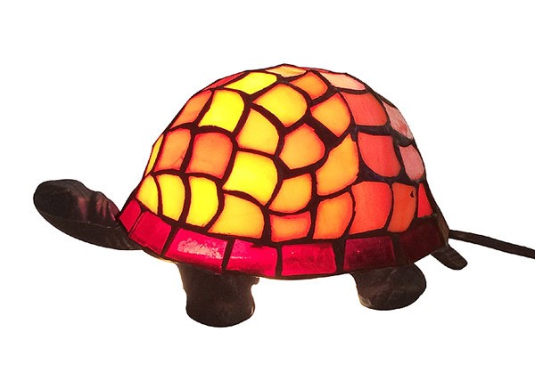Tiffany-Leuchte Schildkröte Tiffanylampe Tischlampe Tischleuchte Orange
