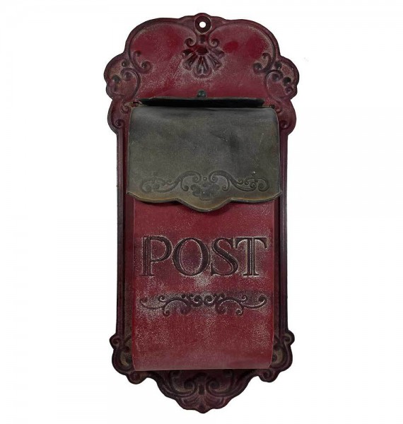 Briefkasten POST Zink Vintage Postkasten Rot patiniert Wandbriefkasten Landhaus